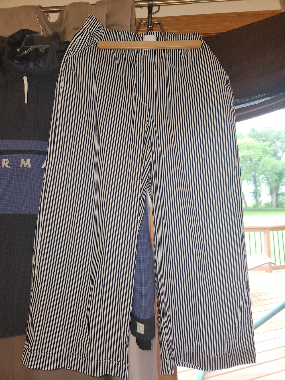Wide-Leg Striped Women’s Pants - Navy & White